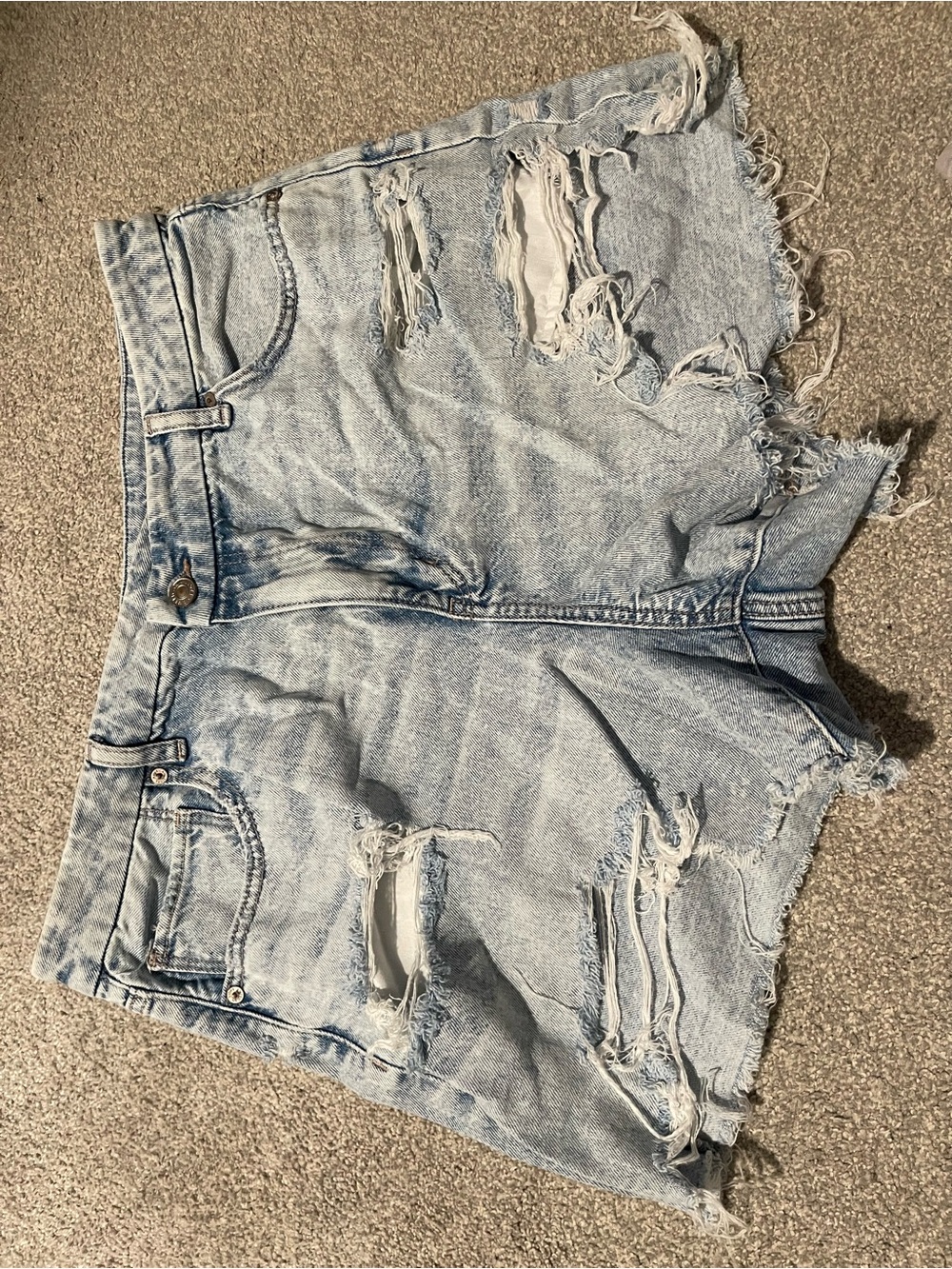 American Eagle Outfitters Light Blue Distressed Denim Shorts